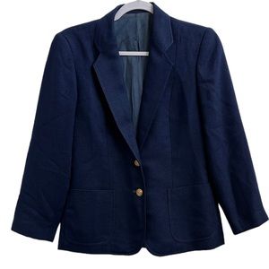 Casual Corner Navy Blue Vintage  Blazer Gold Buttons